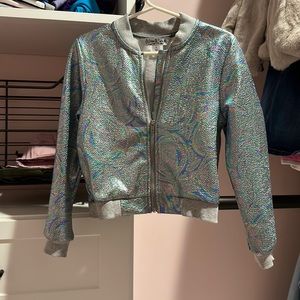 Girls metallic zip up jacket